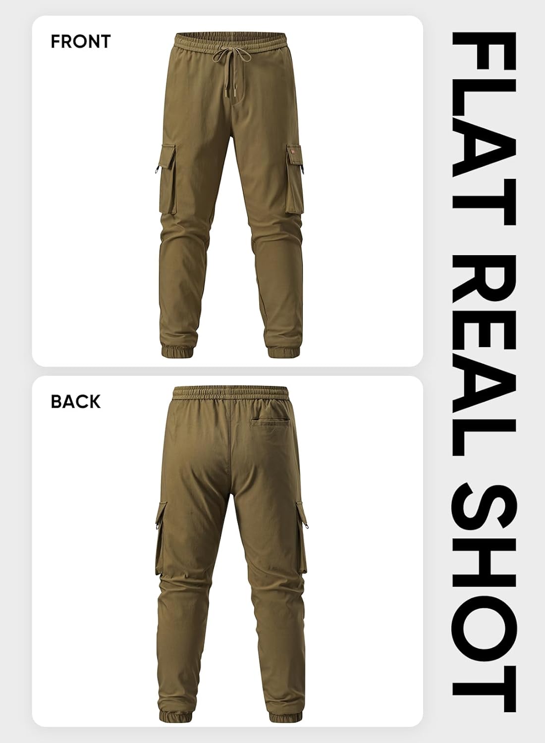 Men's Cargo Pants Casual Lightweight Elastic Waist Drawstring Tapered Pant with Pockets