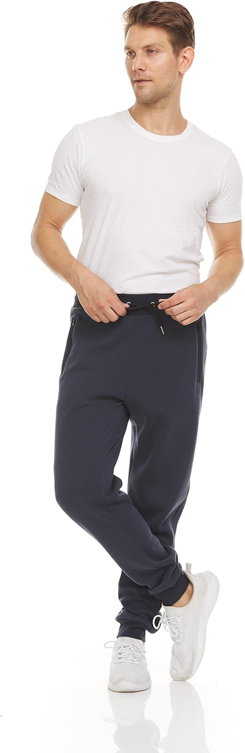 Men‘s 3 Pack Fleece Active Athletic Workout Jogger Sweatpants for Men with Zipper Pocket and Drawstring Size S-3XL