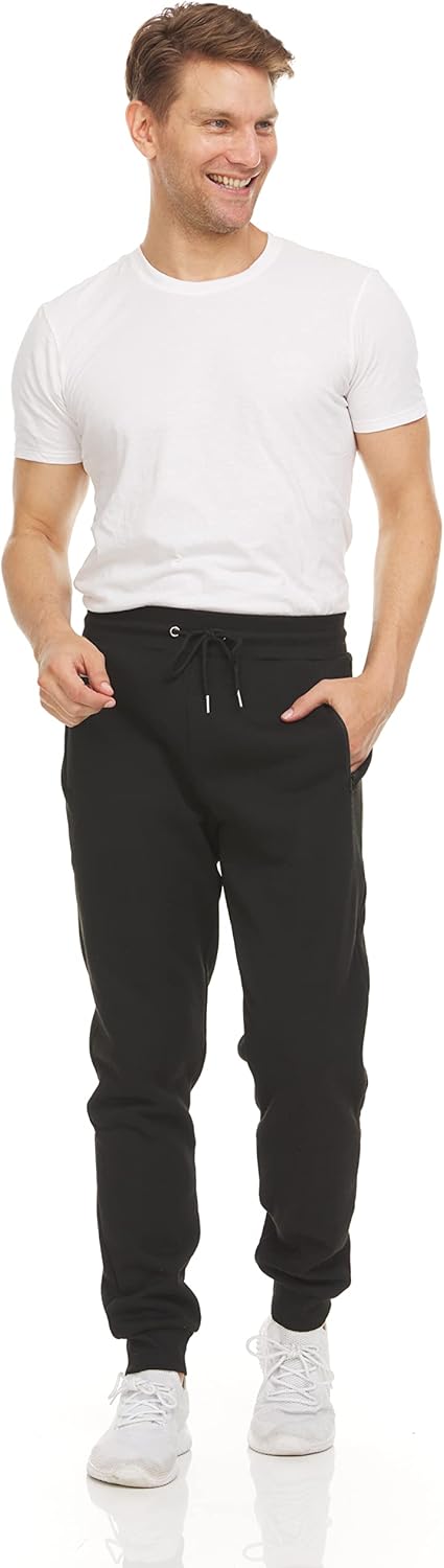 Men‘s 3 Pack Fleece Active Athletic Workout Jogger Sweatpants for Men with Zipper Pocket and Drawstring Size S-3XL