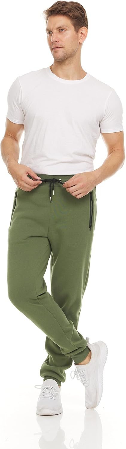 Men‘s 3 Pack Fleece Active Athletic Workout Jogger Sweatpants for Men with Zipper Pocket and Drawstring Size S-3XL