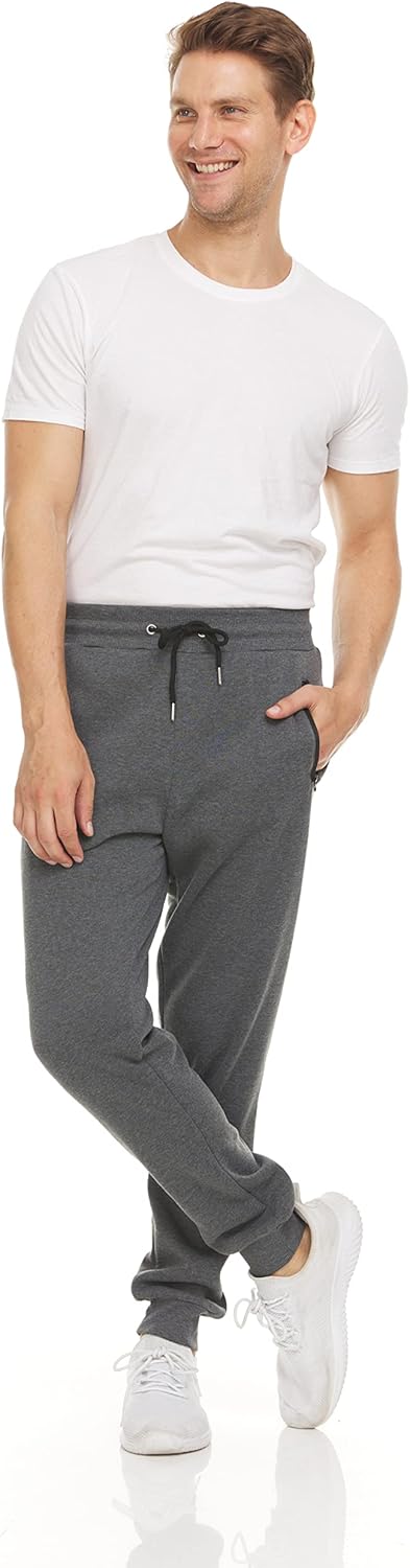 Men‘s 3 Pack Fleece Active Athletic Workout Jogger Sweatpants for Men with Zipper Pocket and Drawstring Size S-3XL