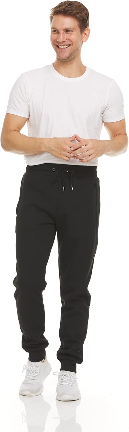 Men‘s 3 Pack Fleece Active Athletic Workout Jogger Sweatpants for Men with Zipper Pocket and Drawstring Size S-3XL