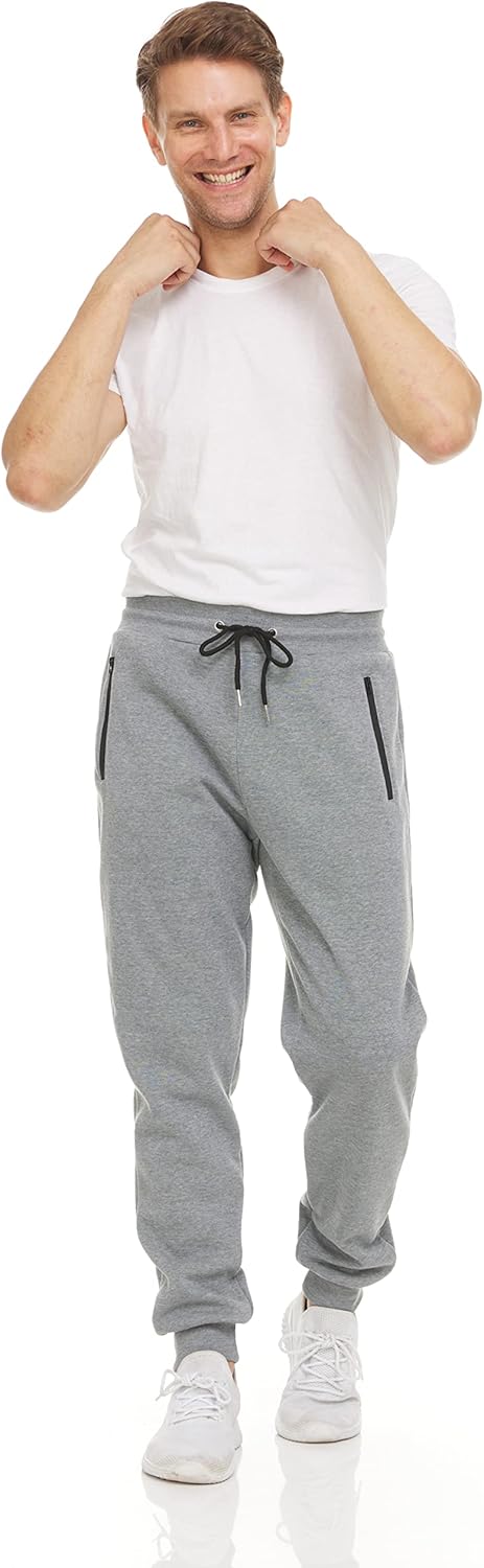Men‘s 3 Pack Fleece Active Athletic Workout Jogger Sweatpants for Men with Zipper Pocket and Drawstring Size S-3XL