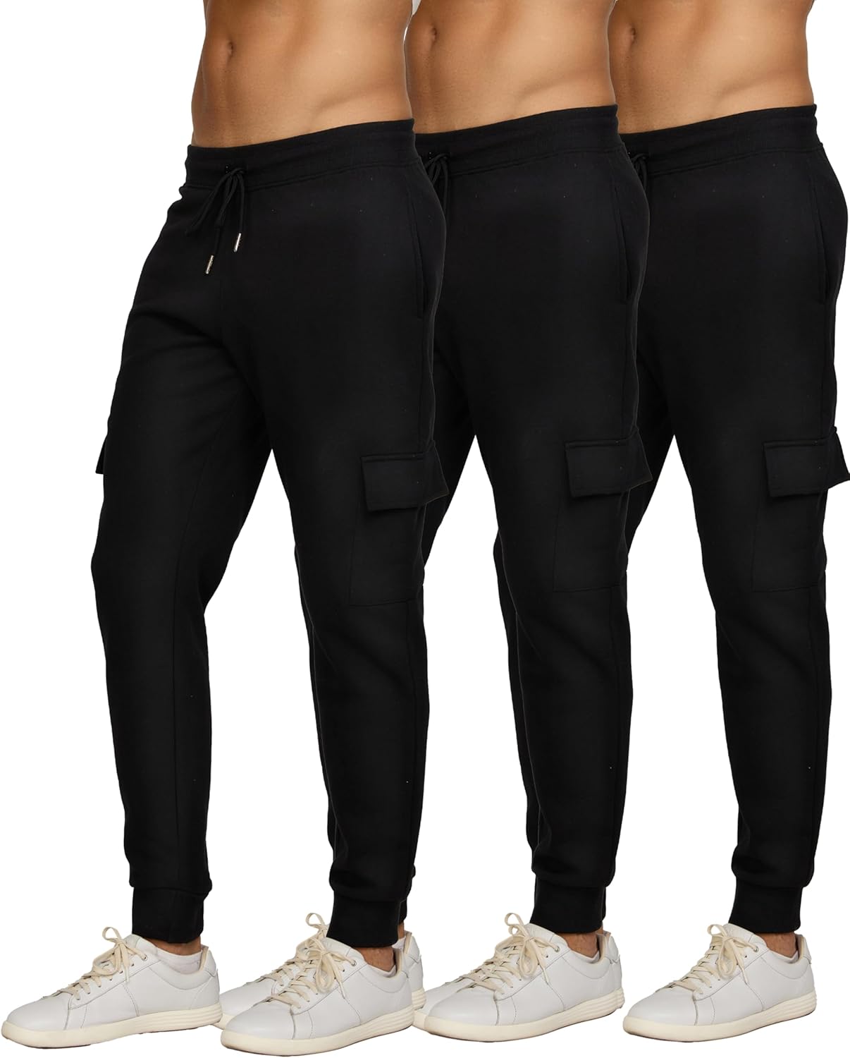 Men‘s 3 Pack Fleece Active Athletic Workout Jogger Sweatpants for Men with Zipper Pocket and Drawstring Size S-3XL