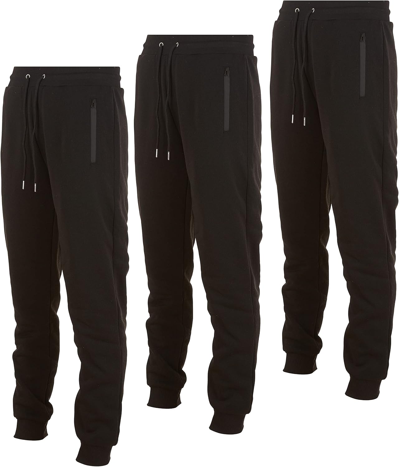 Men‘s 3 Pack Fleece Active Athletic Workout Jogger Sweatpants for Men with Zipper Pocket and Drawstring Size S-3XL