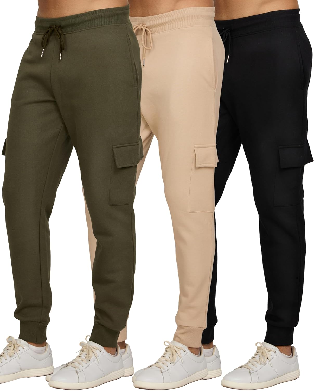 Men‘s 3 Pack Fleece Active Athletic Workout Jogger Sweatpants for Men with Zipper Pocket and Drawstring Size S-3XL