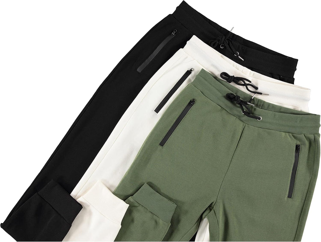 Men‘s 3 Pack Fleece Active Athletic Workout Jogger Sweatpants for Men with Zipper Pocket and Drawstring Size S-3XL