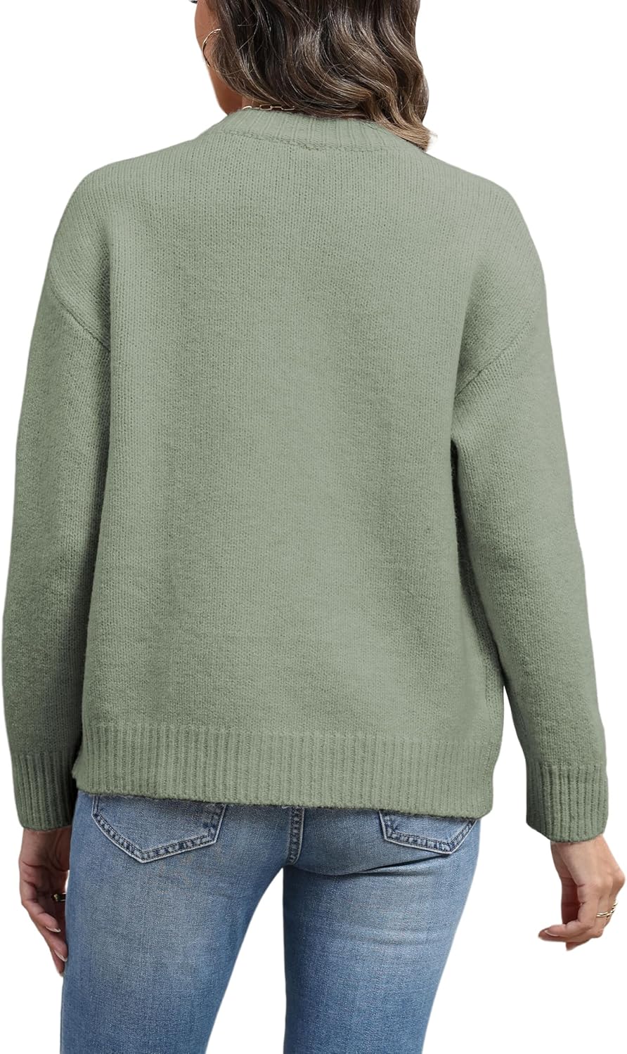 Women's Long Sleeve Front Button Y2k Cardigan Sweaters Crew Neck Loose 2025 Fall Tops
