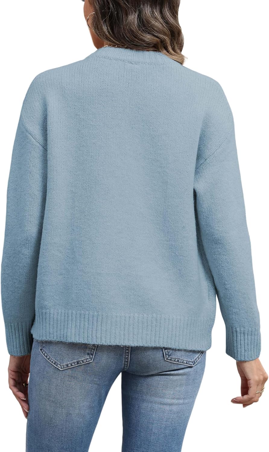 Women's Long Sleeve Front Button Y2k Cardigan Sweaters Crew Neck Loose 2025 Fall Tops