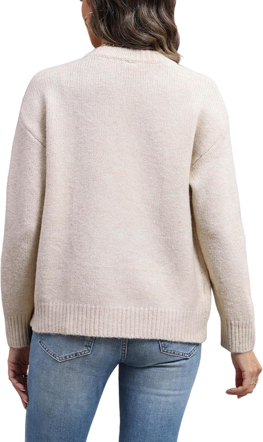 Women's Long Sleeve Front Button Y2k Cardigan Sweaters Crew Neck Loose 2025 Fall Tops