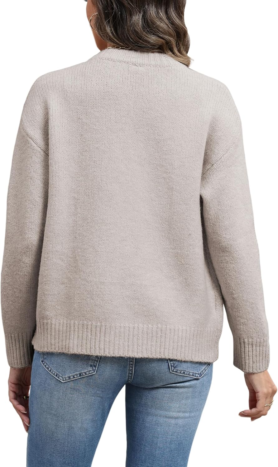 Women's Long Sleeve Front Button Y2k Cardigan Sweaters Crew Neck Loose 2025 Fall Tops