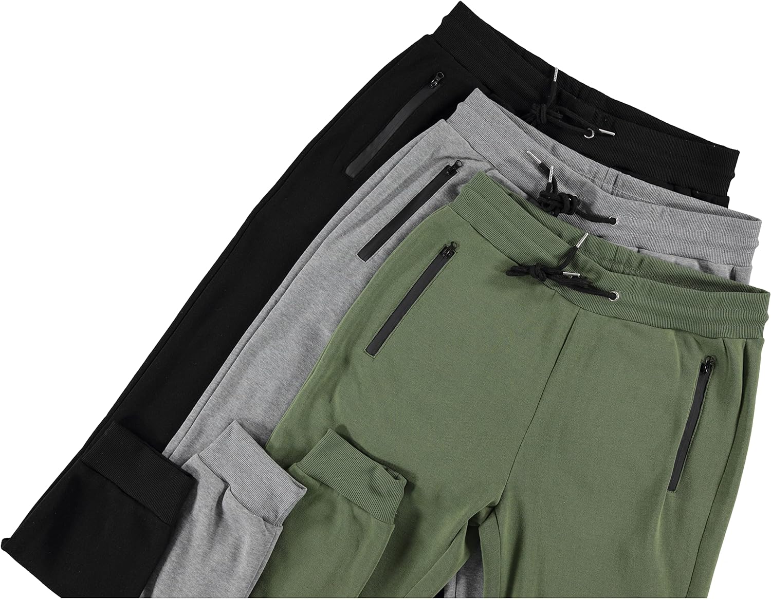 Men‘s 3 Pack Fleece Active Athletic Workout Jogger Sweatpants for Men with Zipper Pocket and Drawstring Size S-3XL