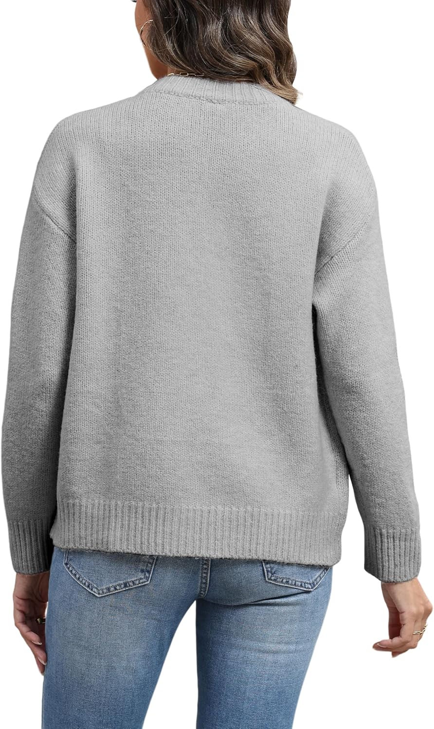 Women's Long Sleeve Front Button Y2k Cardigan Sweaters Crew Neck Loose 2025 Fall Tops